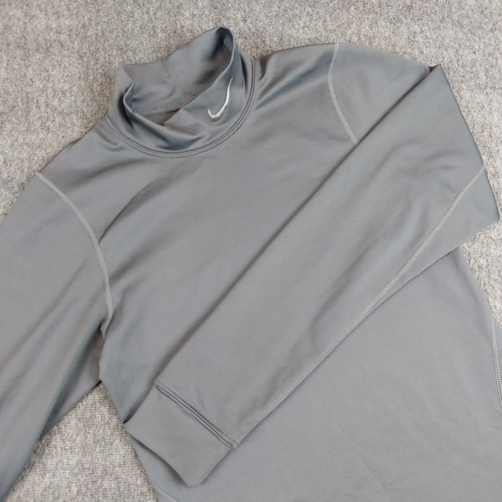Nike Pro Team Women's Small Gray Mock Neck Compression Shirt Fit Dry Long Sleeve